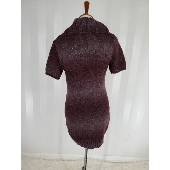 CATO Women's Plum Ombre Cowl Neck Short Sleeve Sweater Dress Sz S - Picture 4 of 9